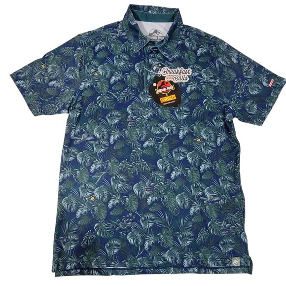 RSVLTS Jurassic Park All Day Golf Polo Men Size Large Clever Girl Aloha Dinosaur - Picture 1 of 16